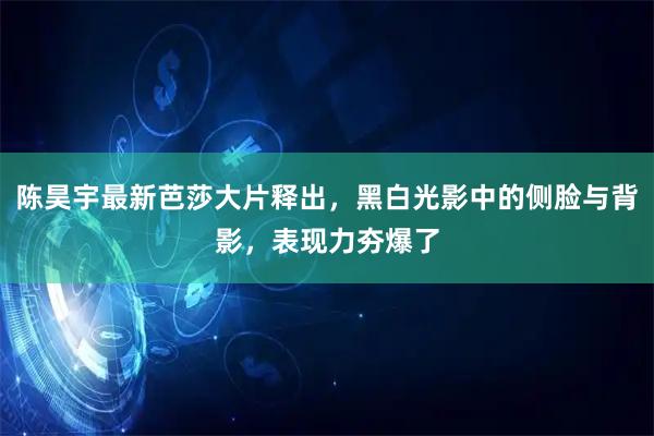 陈昊宇最新芭莎大片释出，黑白光影中的侧脸与背影，表现力夯爆了